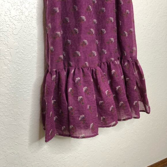 Sea New York purple floral wool blend ruffle trim midi dress size 4 - Picture 6 of 16